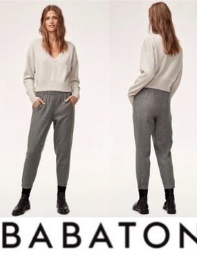 Aritzia Babaton Dexter Wool Pants Grey Tailored Trouser Small Work Pant